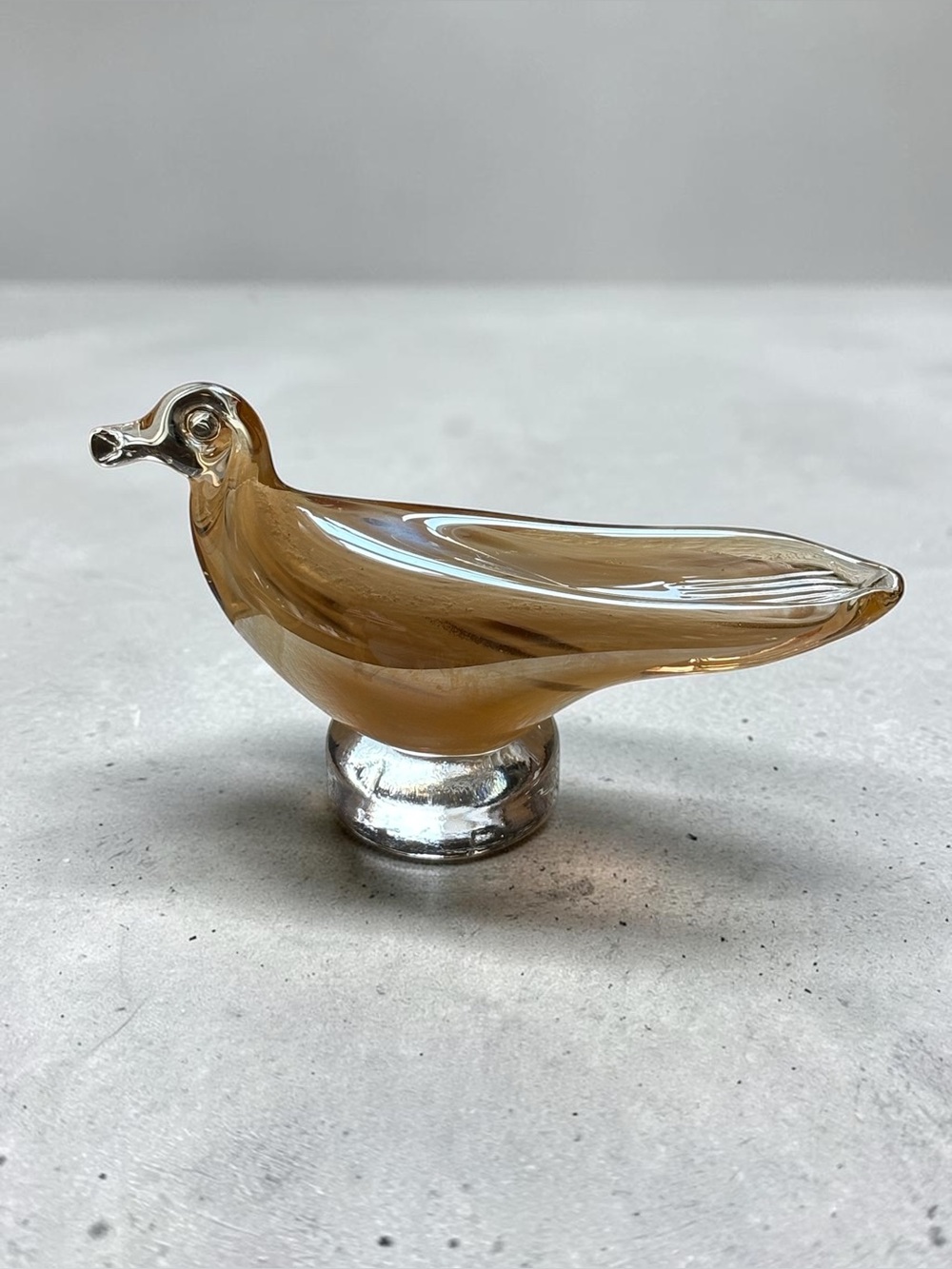 Vintage Murano Style Art Glass Dove Figurine - Gold Aventurine & Iridescent